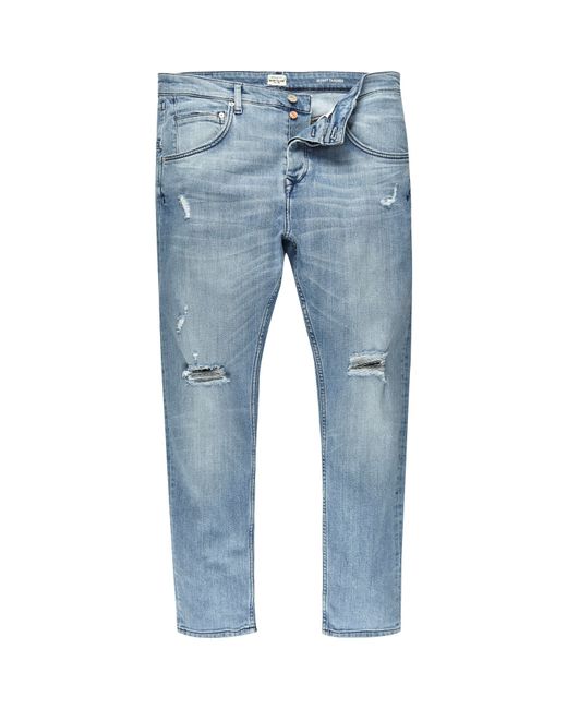 River island Light Blue Wash Ripped Chester Tapered Jeans in Blue for ...