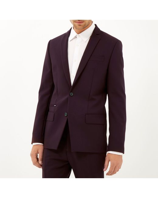 River island Dark Red Skinny Suit Jacket in Red for Men Lyst
