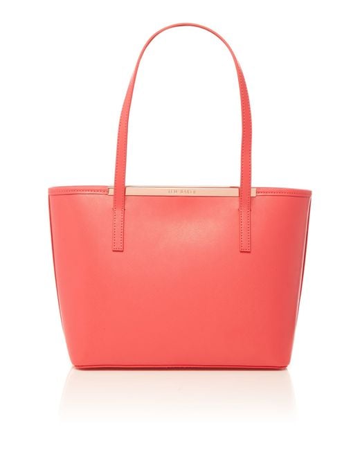 Ted baker Palmira Red Zip Top Small Tote Bag With Pouch in Red | Lyst