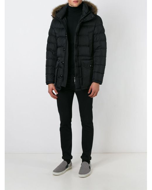moncler cluny nylon puffer jacket with fur hood navy moncler cluny nylon puffer jacket with fur hood navy