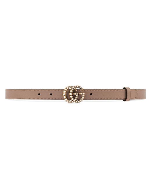 Lyst - Gucci Pearl Double G Buckle Belt