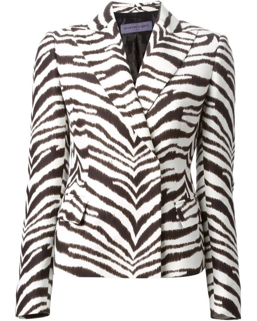 Emanuel ungaro Zebra Print Jacket in White Lyst