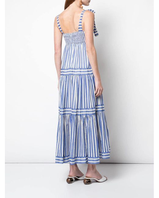 Zimmermann Verity Stripe & Tiered Cotton Dress in Blue - Lyst