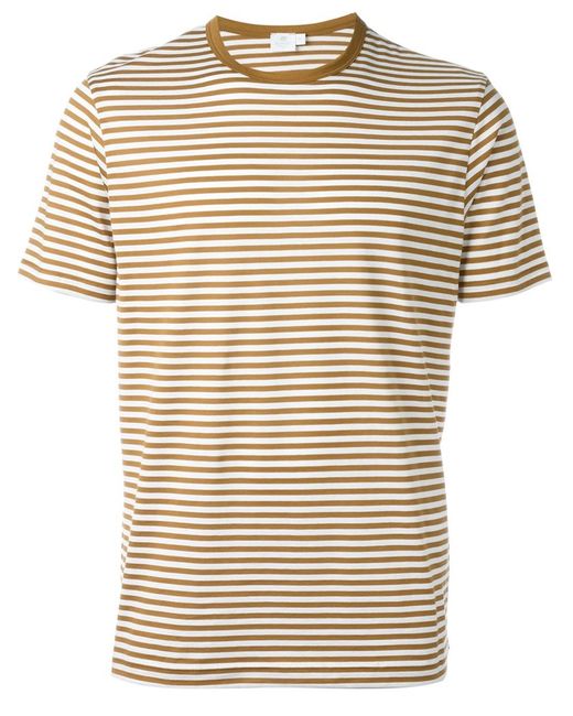 Sunspel Striped T Shirt In Brown For Men Lyst