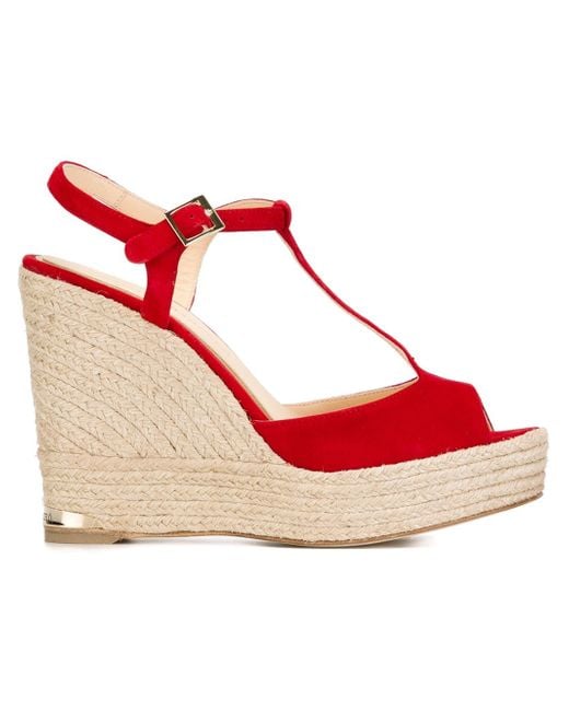 Paloma barceló Espadrille Wedge Sandals in Red - Save 30% | Lyst