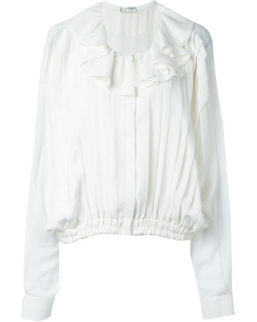 Faith connexion Ruffle Collar Pleated Shirt in White - Save 60% | Lyst