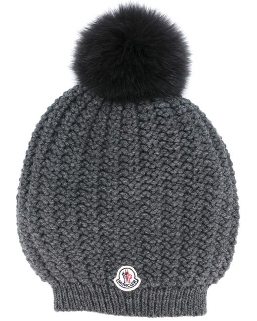 pom pom beanie gray Pom Grey Beanie Moncler Lyst  in  Fur Pom