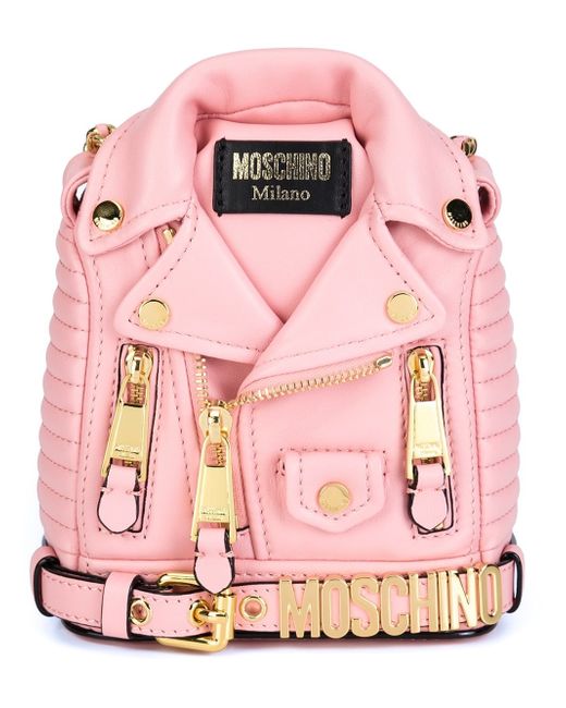 Moschino Mini Biker Jacket Backpack in Multicolor (PINK ...