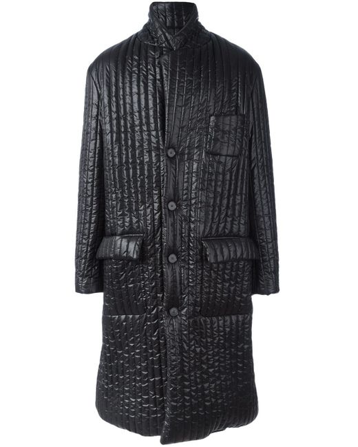 Maison margiela Padded Long Coat in Black for Men | Lyst