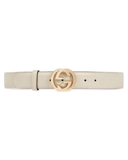 Lyst - Gucci Signature Leather Belt in White