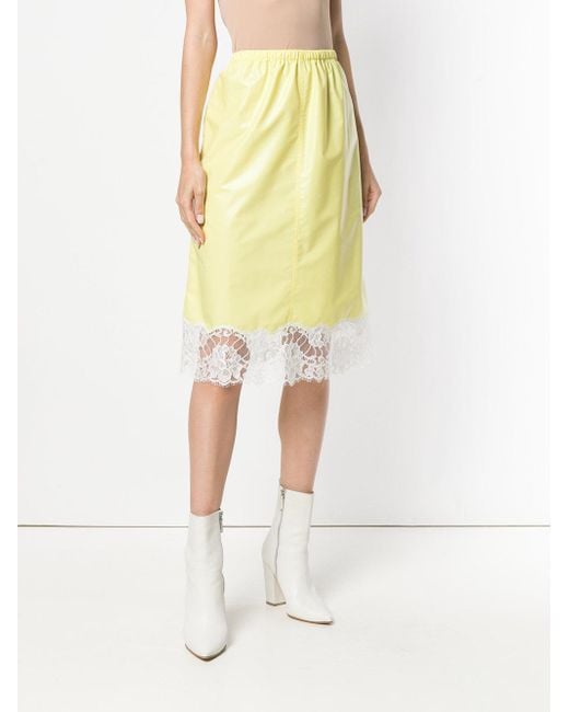 detalle Calvin con 205w39nyc Lyst Klein amarillo falda de encaje wfqfIr