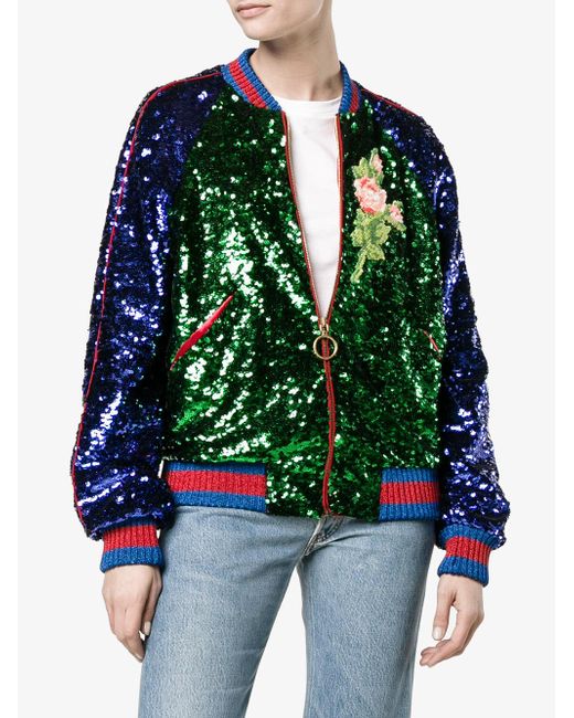 Lyst - Gucci Sequin Embellished Bomber Jacket