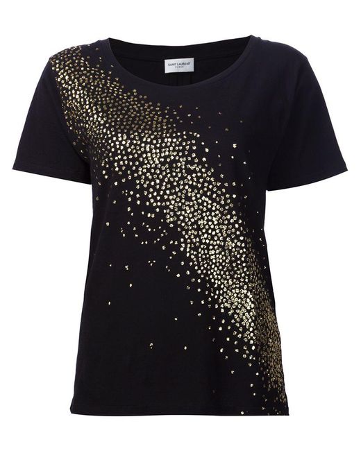 Lyst - Saint laurent Glitter Detail T-shirt in Black