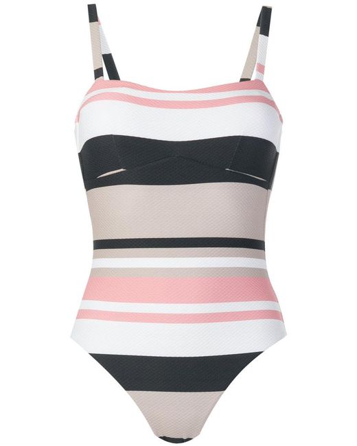 Lyst - Beautiful Bottoms Natural Bold Stripe Swimsuit