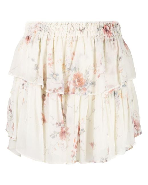 LoveShackFancy Floral Ruffle Skirt - Lyst