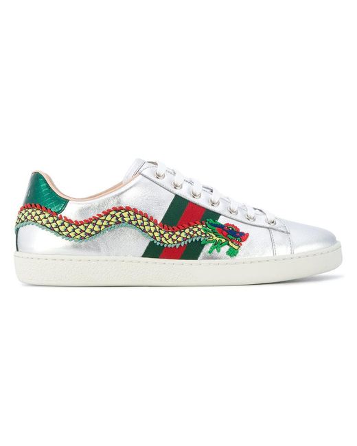 gucci silver dragon sneakers