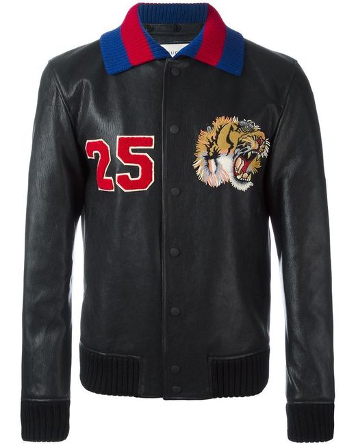 Lyst - Gucci Tiger Embroidered Bomber Jacket in Black for Men
