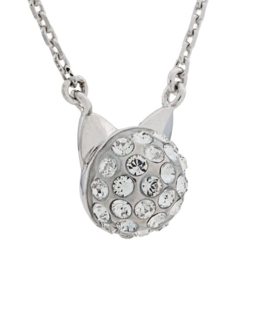 Lyst - Karl Lagerfeld Crystal Choupette Necklace in Metallic