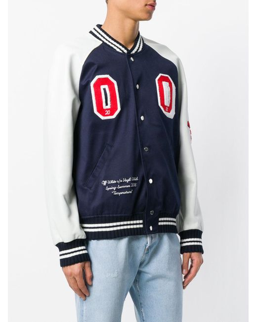 Lyst - Off-White C/O Virgil Abloh Varsity Jacket in Blue for Men