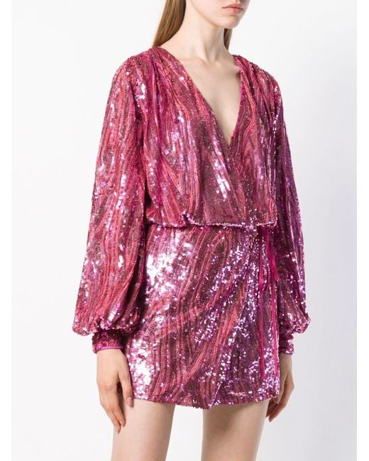 Lyst - Attico Sequin Balloon Sleeve Dress in Pink - Save 52%