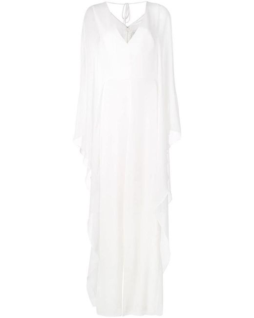 Lyst - Halston Wide Billowing Style Jumpsuit in White