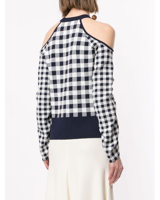 blue gingham sweater
