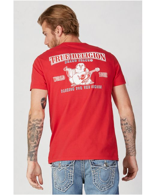 True religion Short Sleeve Graphic T-shirt in Red for Men | Lyst