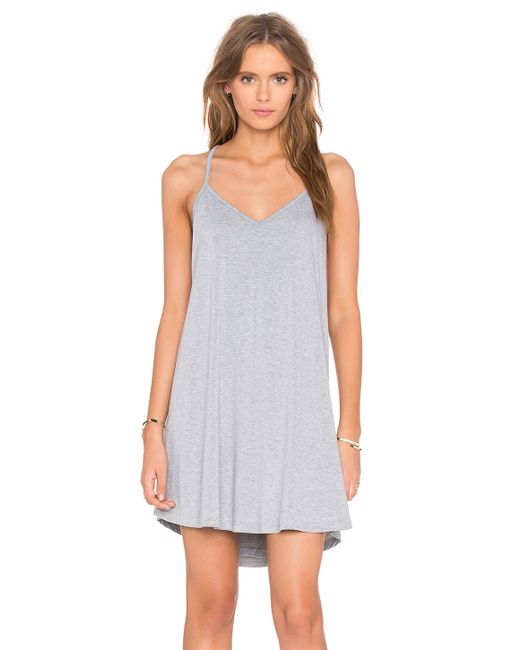 blq basiq cross back tank dress in gray lyst blq basiq cross back tank dress in gray lyst