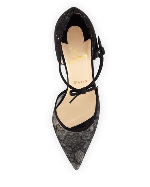 Christian louboutin Magicadiva Lace and Leather Sculpted D\u0026#39;orsay ...