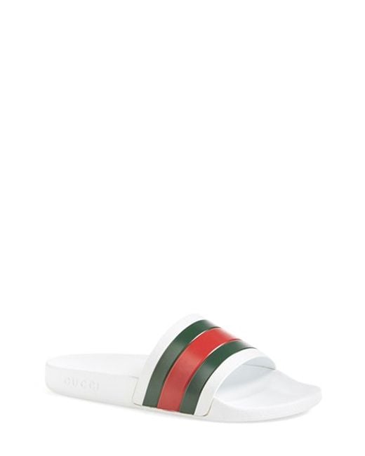 Gucci Rubber Slide Sandal in Green for Men (white rubber) | Lyst