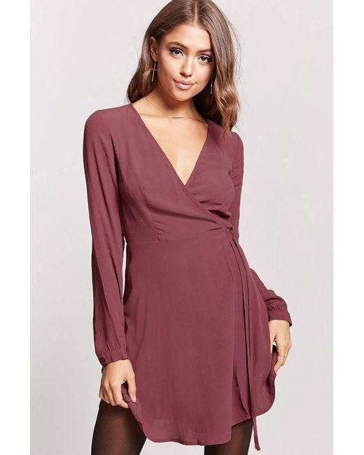 Forever 21 Surplice Wrap Dress in Purple | Lyst