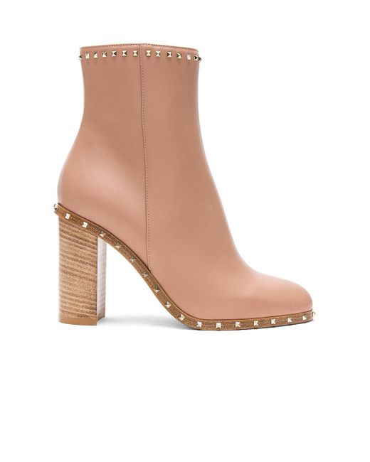 lyst valentino rockstud trim leather booties lyst valentino rockstud trim leather booties