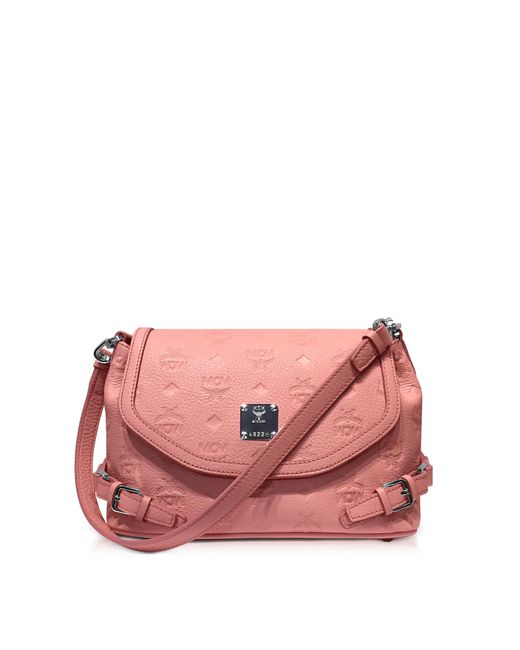 Lyst - Mcm Pink Blush Signature Monogrammed Leather Small Crossbody Bag in Pink