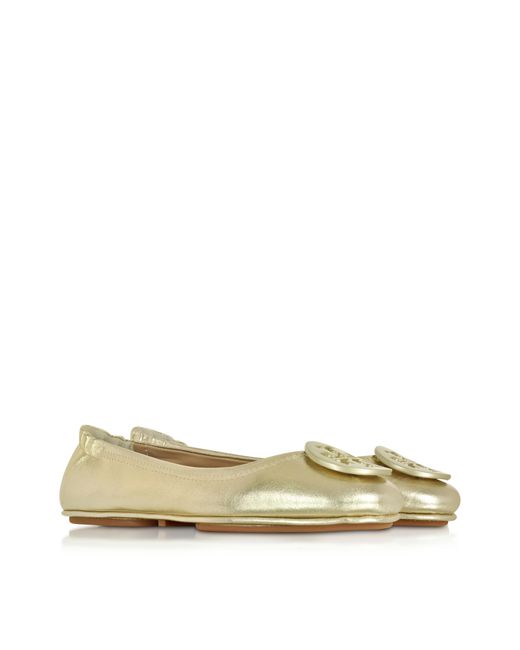 tory burch minnie travel ballet flat spark gold