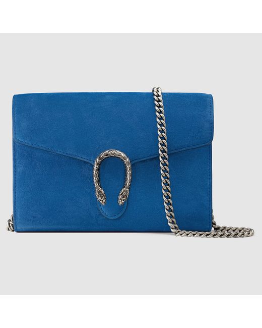 Gucci Dionysus Suede Mini Chain Bag in Blue (blue suede) | Lyst
