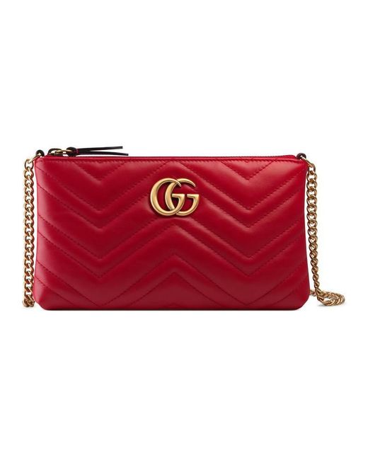 Gucci GG Marmont Leather Mini Chain Bag in Red - Save 6% | Lyst