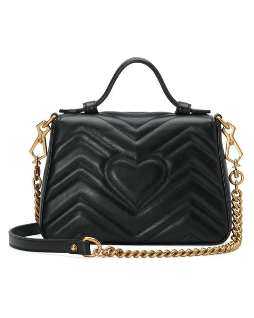 Lyst - Gucci GG Marmont Mini Top Handle Bag in Black