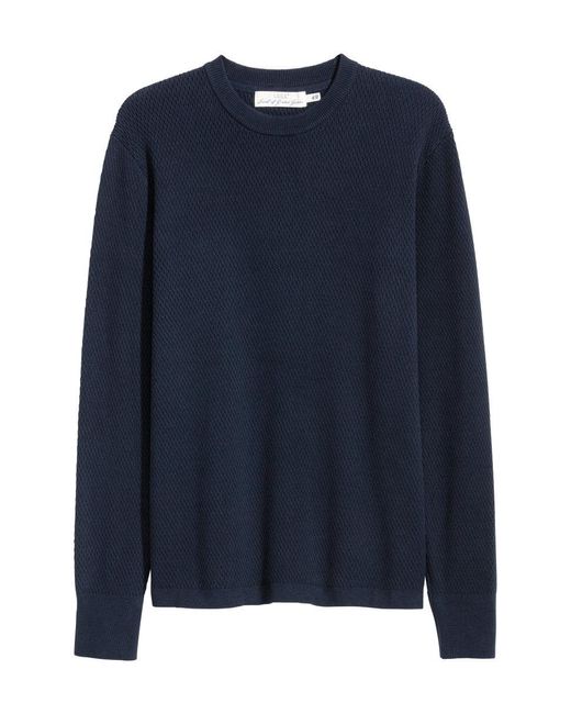 H&m Textured-knit Jumper in Blue for Men | Lyst