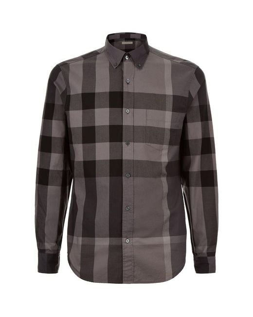 Burberry Exploded Check Cotton Shirt in Gray for Men | Lyst