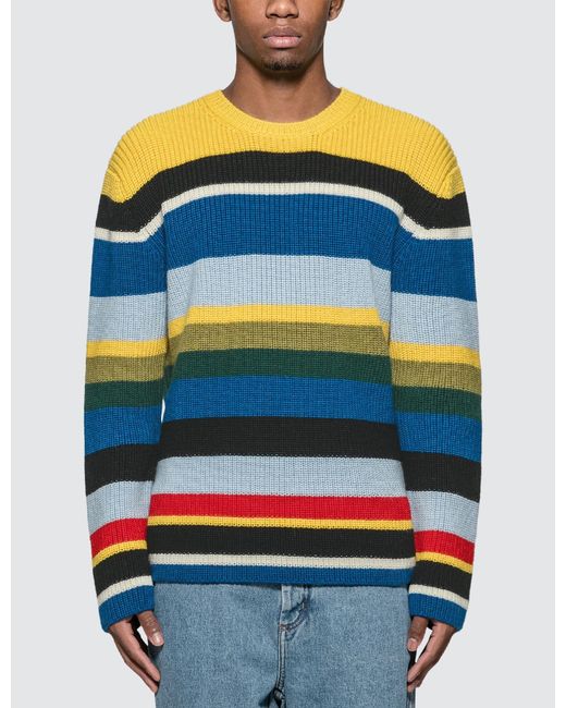 Loewe Wool Eln Stripe Sweater in Blue for Men - Lyst
