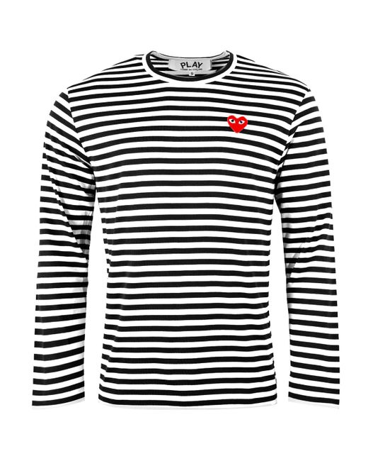 COMME DES GARÇONS PLAY Cotton Striped Big Heart Long Sleeve T-shirt in ...