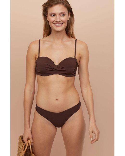 H&M V-cut Bikini Bottoms in Brown - Lyst
