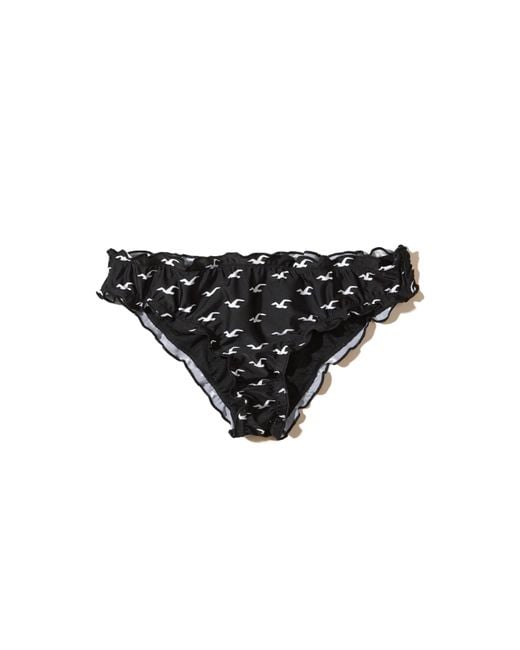 Hollister Ruffle Cheeky Bikini Bottom in Black Lyst