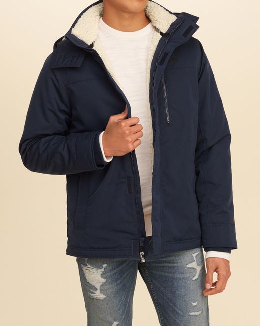 Hollister All-weather Sherpa Lined Jacket in Blue for Men - Save 68% | Lyst