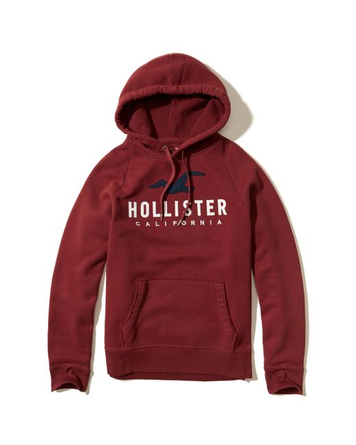 Hollister Logo Graphic Hoodie in Red for Men | Lyst