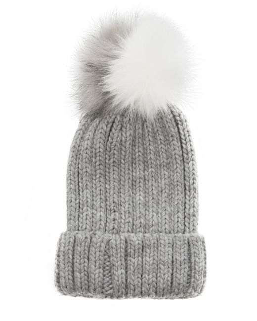 pom pom grey hat beanie pom  Grey  Pom (Grey) Beanie Hat Lyst Josie in Oasis