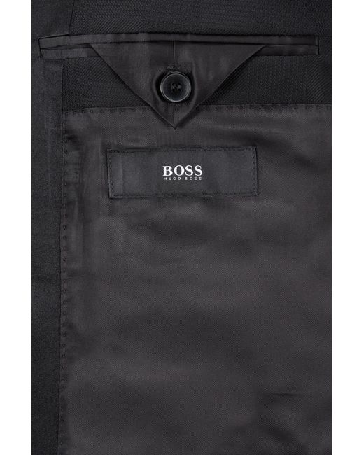 BOSS Slim-fit Dinner Jacket In Tonal-checked Virgin Wool in Black for ...