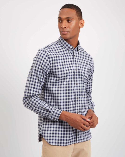Jaeger Casual Large Gingham Shirt in Blue for Men | Lyst
