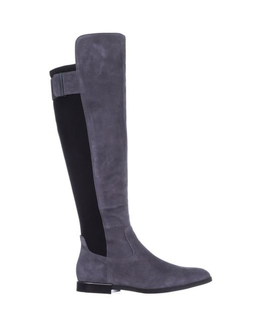 Calvin Klein Priya Wide Calf Kneehigh Boots, Slate/black Suede in Gray