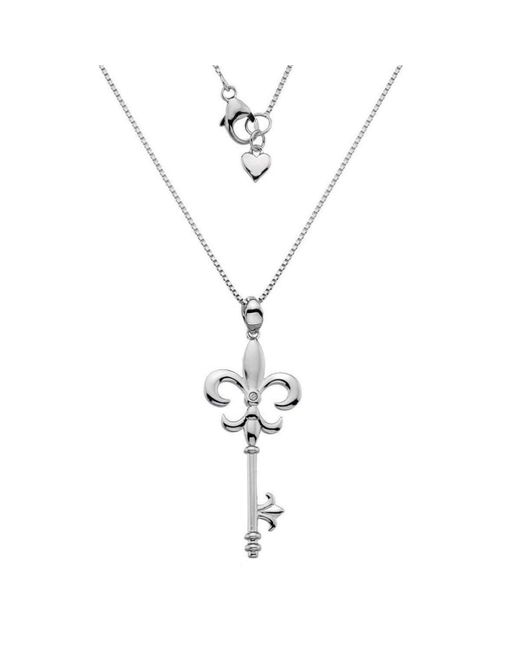 Lyst Lily And Lotty Paloma Silver Diamond Fleur De Lis Key Lily And Lotty Metallic Paloma Silver Diamond Fleur De Lis Key Necklace